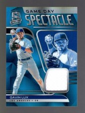 2021 SPECTRA GAMEDAY SPECTACLE NEON BLUE PRIZM GAVIN LUX JERSEY 18/50 DODGERS