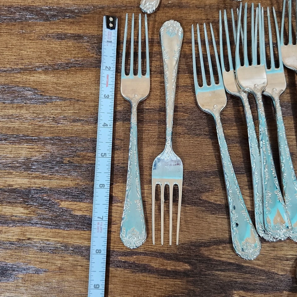 Juego de cubiertos plateados WM Rogers & Son rosa encantada 54 piezas lote vintage Corea Foto 2 de 4