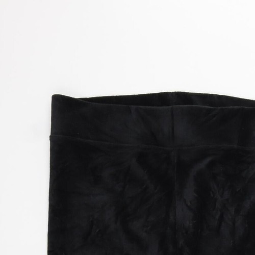 Marks & Spencer Womens Black Cotton Blend Trousers Size 12 L25 in Regular - Picture 3 of 12