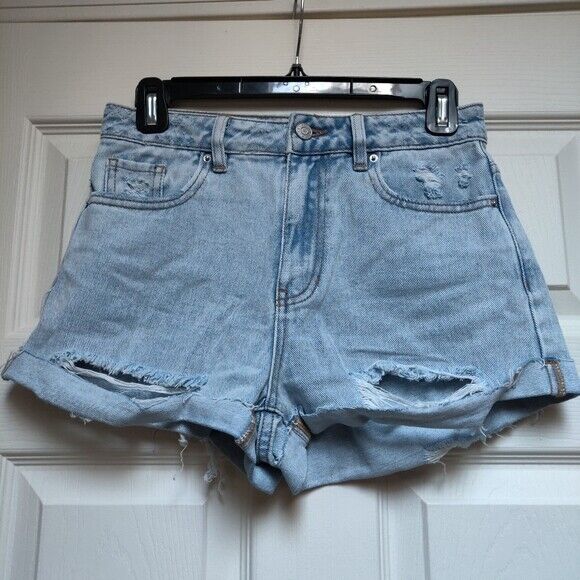 Pacsun Mom Shorts Light Wash Distressed Jean Shorts Size 25 Holes High Waisted