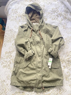 American Rag Olive Green Women s Size L Parka Zip Up Button Snap New With Tags