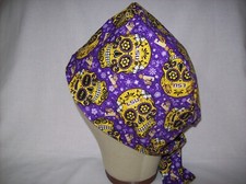 Men/Women Surgical Scrub Cap Lined Louisiana Sugar Skulls Very Cool 100 Cotton