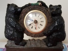 Wood Resin Bears Clock Vintage Free-Standing ...