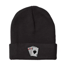 Beanies for Men Aces B Embroidery Poker Winter Hats Women Acrylic Skull Cap