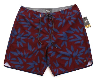 Quiksilver Waterman Burgundy Blue Odysea 19 Boardshort Swim Trunks Men's  NWT