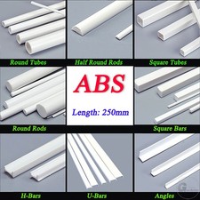 ABS Bars Tubes Styrene Plastic Round Square Angles Rods DIY Model Building 250mm