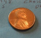1948 S       LINCOLN WHEAT CENT   CHOICE RED UNCIRCULATED  #1
