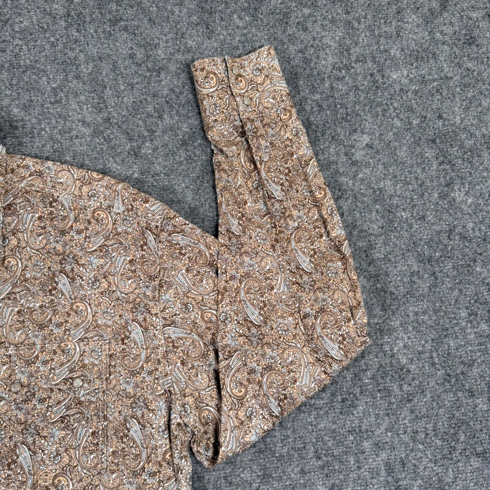 Roper рубашка большой коричневый пейсли печать длинным рукавом Flip манжеты Western Snap мужчин - Изображение 3 из 4