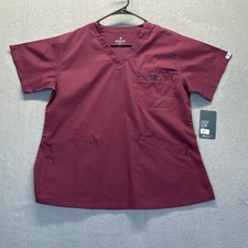 Women Med Couture Nursing Uniform Signature V-Neck Scrub Wine Size M New