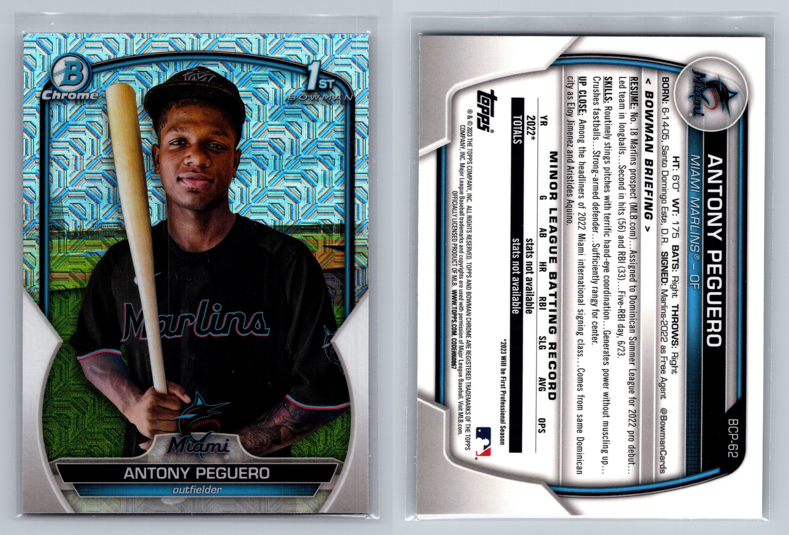 2023 Bowman #BCP-62 Antony Peguero Chrome Prospects Mojo