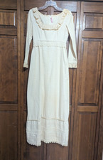 Vintage Wedding Dress Sz XS Embelished Maxi Ivory Boho Hand Made