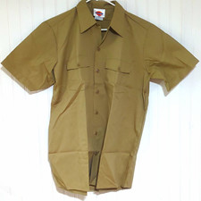 Dickies Beige L Short Sleeve Button Front Work Shirt Cotton/Poly Twill