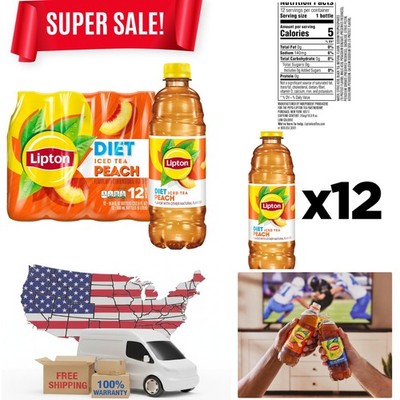 Sugar-Free Diet Peach Iced Tea, 16.9 Fl Oz Bottles - 12 Pack of Refreshment