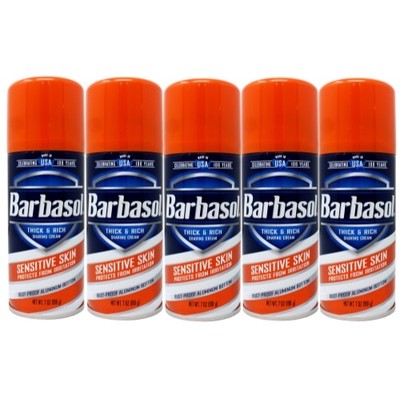 5 Pack Barbasol Shave Cream, 7 Ounce (Sensitive Skin)