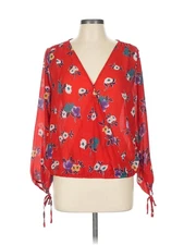 Collective Concepts Women Red 3/4 Sleeve Blouse L