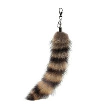 Fluffy Therian Raccoon Tail Keychain - Soft Raccoon Fur, 1 Raccoon 1pcs