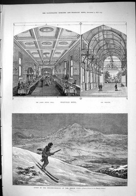 Alter Nordpol Sport Skifahren Granville Hotel Theater Speisesaal 1876 viktorianisch