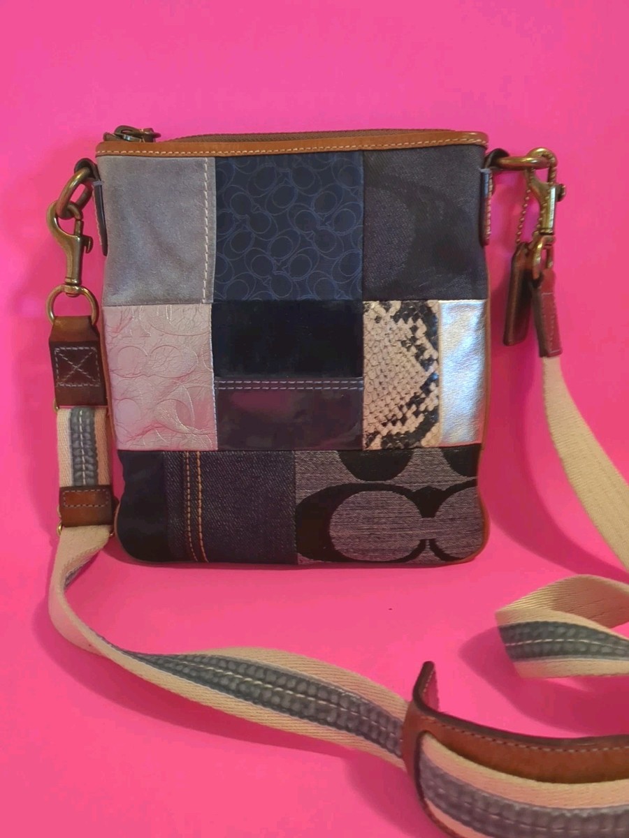 Coach Multicolor Blue Patchwork Style Crossbody Bag Purse