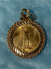 2001 $5 1/10oz Gold American Eagle Pendant  with 14k Bezel