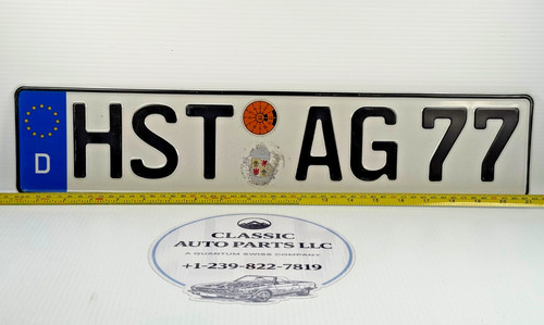 Germany HST AG 77 European License Plate Metal Registration Sign Aluminum Tag