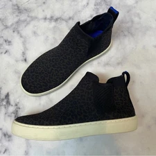 Rothy’s Womens Chocolate Spot Animal Print Pull On Chelsea Sneaker Booties Sz 7