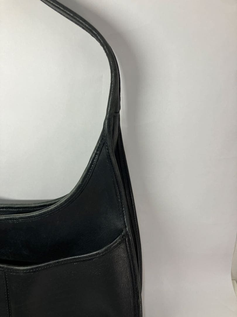 Old Vintage Coach 9033 Black Leather Ergo Pocket Zip Hobo Shoulder