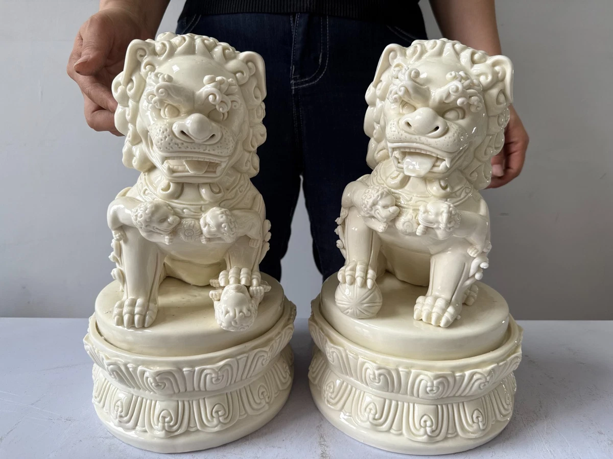 狗白色陶瓷中国风雕像、雕像| eBay