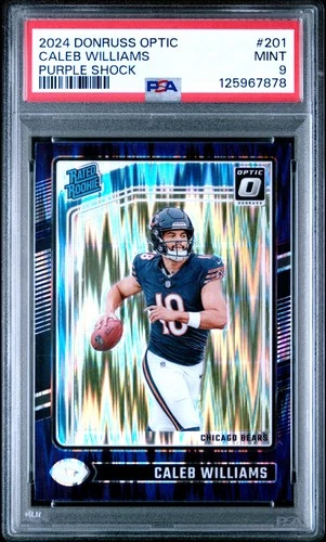 2024 PANINI DONRUSS OPTIC PURPLE SHOCK #201 CALEB WILLIAMS PSA 9