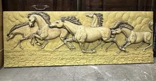 Vintage SANTI Studio Wall Sculpture - Running Horses 3D Relief Decorative Panel