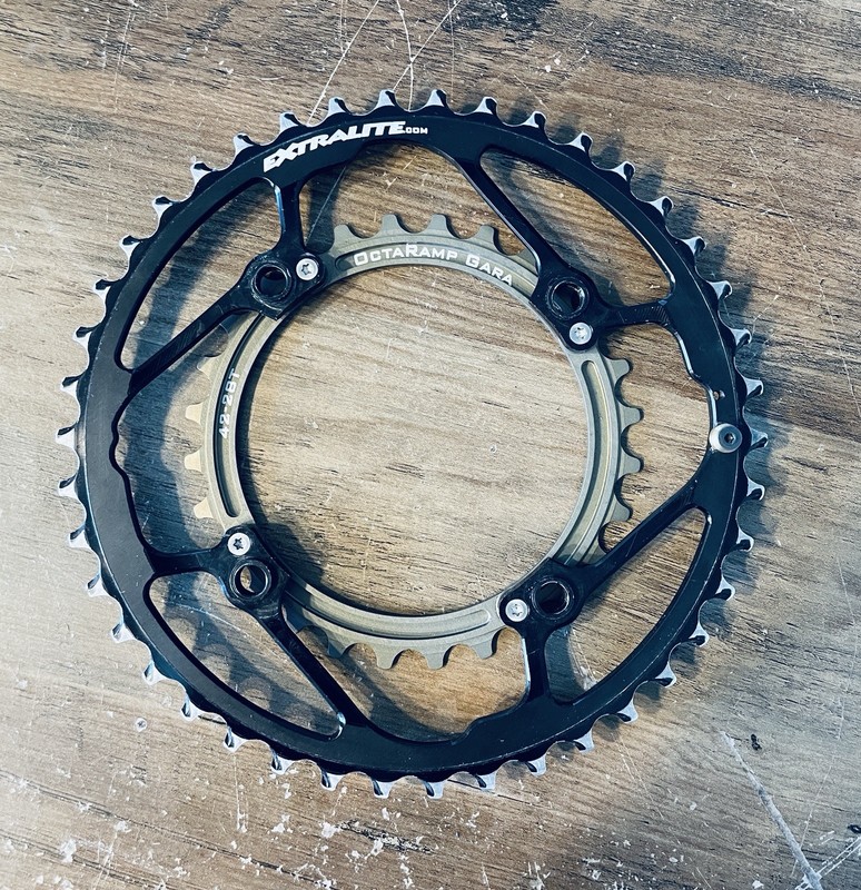 Extralite GARA OctaRamp chainring set 77g, 104 BCD 42-28t, 28t is brand new