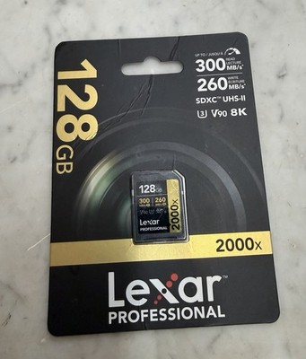 Lexar Professional 128GB V90 2000X SDXC UHS-11 U3 4K Gold Series SD Memory Card