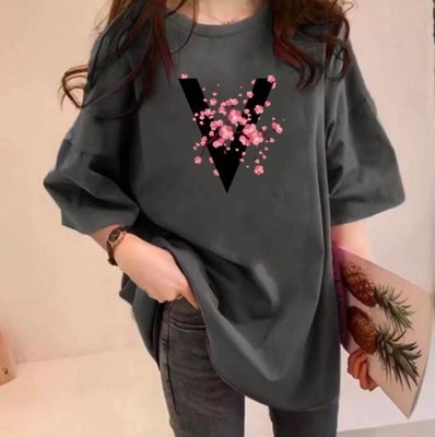 Damen T-Shirt schwarz Blumenmuster schick & zeitlos xl/l/m