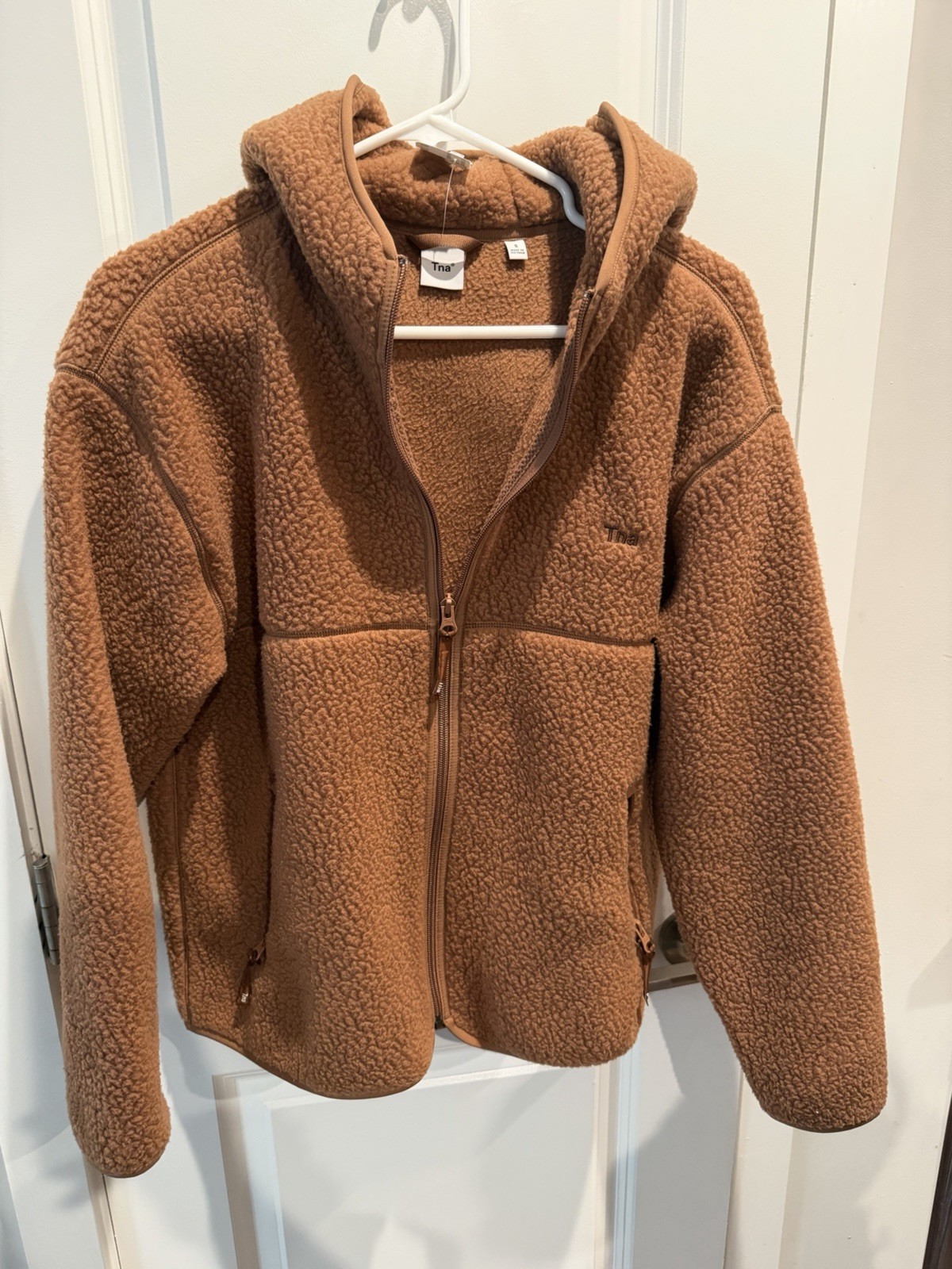 Aritzia TNA Fleece Hoodie Womens Bigfoot Polar Full Zip Size Small Rosy Brown