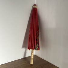 Vintage 1950s Japanese Paper Parasol Umbrellas Bamboo Handpainted Damaged 22