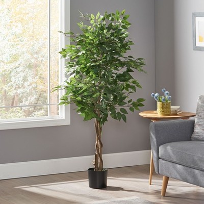 Artificial Ficus Tree in Pot, Realistic Weeping Fig Home Decor 3 Sizes