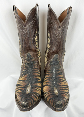 Black Jack Tiger Stingray Boots Mens 9 EE Wide Handmade Western Cowboy Exotic US