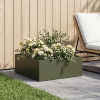 Garten-Pflanzgefäß OlivgrüN 60 X 60 X 20 Cm Kaltgewalzter Stahl