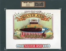 Old Original SILVER ASH Cigar Label - HUGE CIGAR ON RED, WHITE & BLUE PILLOW