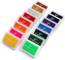 15 Color Craft Ink Pads for Stamps Paper Wood and Fabric Pack of 15