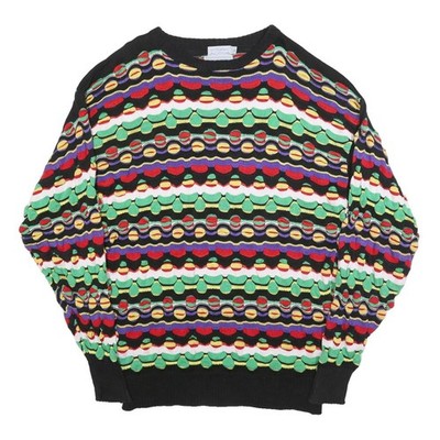 MARK HONORS Herren Schwarzer Gemusterter Baumwoll Pullover Rundhals M