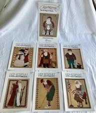 7 Santa Cross Stitch Pattern Charts 6 Homespun Collectibles & 1 Heartstrings