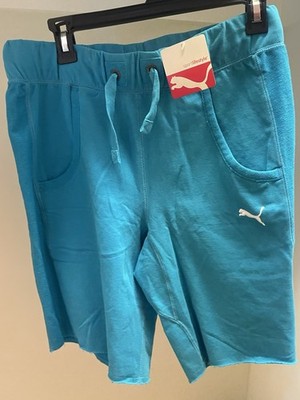 Men s New with Tags PUMA Turquoise 10 inch Small Sweatshort with Drawstring