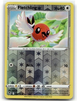 Fletchling 150/195 Common Silver Tempest Pokemon Reverse Holo LP