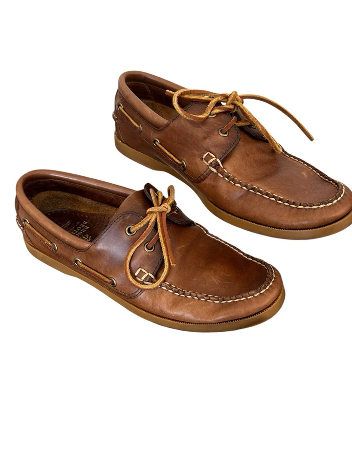 Mocasines Brooks Brother’s de cuero marrón con cordones Penny para hombre 9D Foto 3 de 4