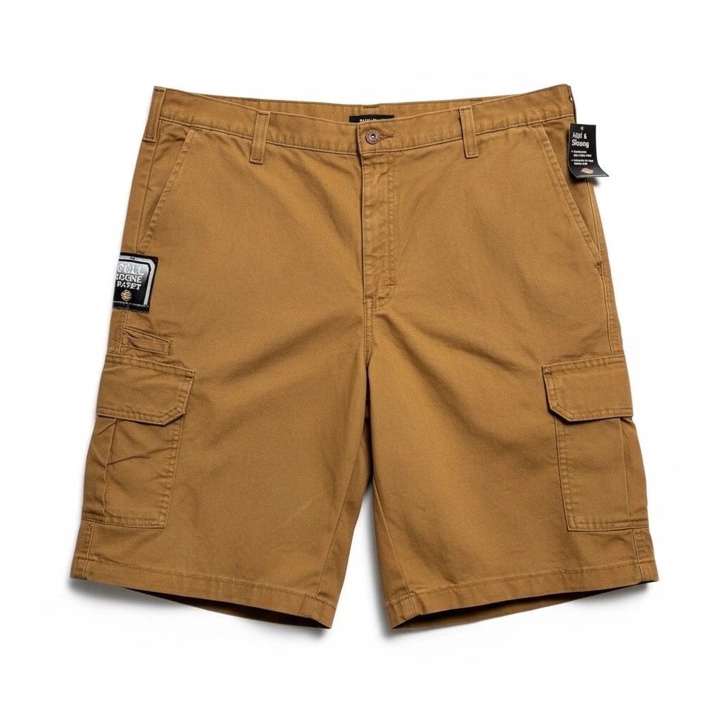 dickies mens brown duck canvas relaxed fit cargo pocket utility shorts 32-44 new