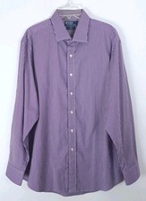 Polo Ralph Lauren Regent Button Up Shirt Men 18 Purple Stripe 34/35 Custom Fit