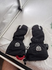 Hestra Army Leather Heli 3-Finger Ski Gloves Black Size 8 Used