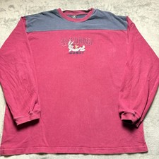 Vintage Warner Bros. Shirt Mens XL Red Gray Cotton Bugs Bunny Embroidered Retro
