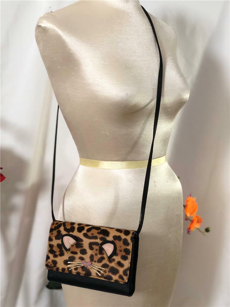 在庫有即発★KATE SPADE Leopard Summer Crossbody Bag WLRU5029 NWT Kate Spade Leopard Summer Run Wild Black Leather