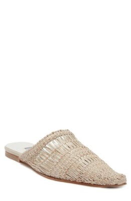 $350 MIISTA Erica Woven Leather Mule LEATHER POINTY TOE FLAT SLIDE tan 37 (D21)